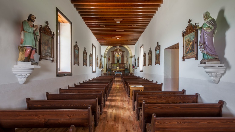 The interior of Ysleta Mission Church, El Paso, Texas