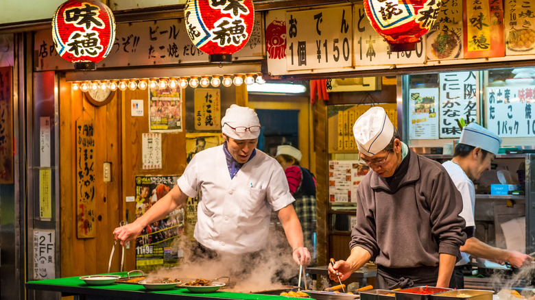 Chefs cook Street Food, Osaka, Japan