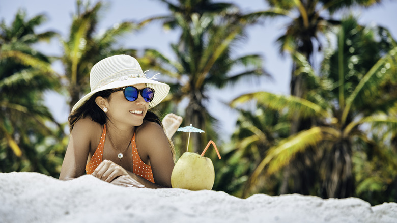 Woman vacationing in the Caribbean