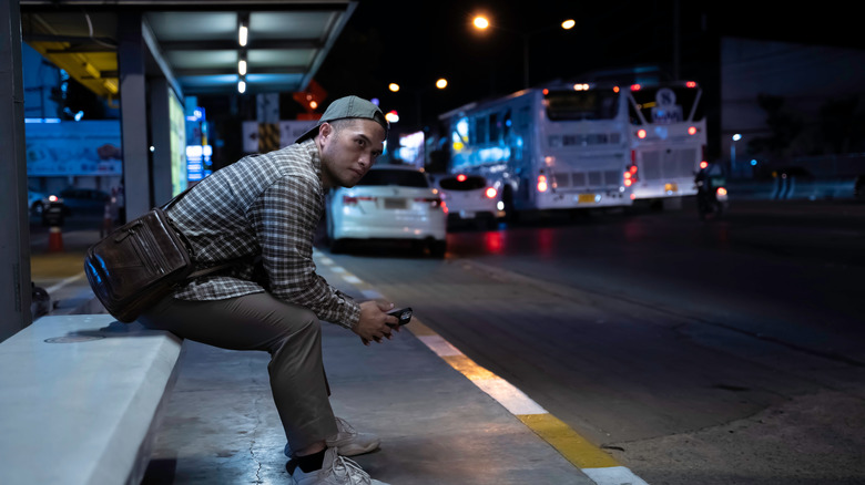 Man waiting for the bus