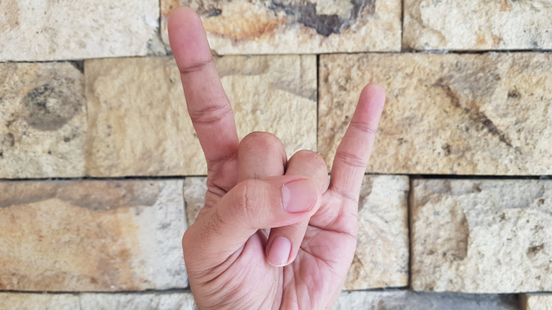 Someone making the horns symbol in Italy