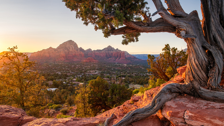 The sun setting in Sedona, Arizona