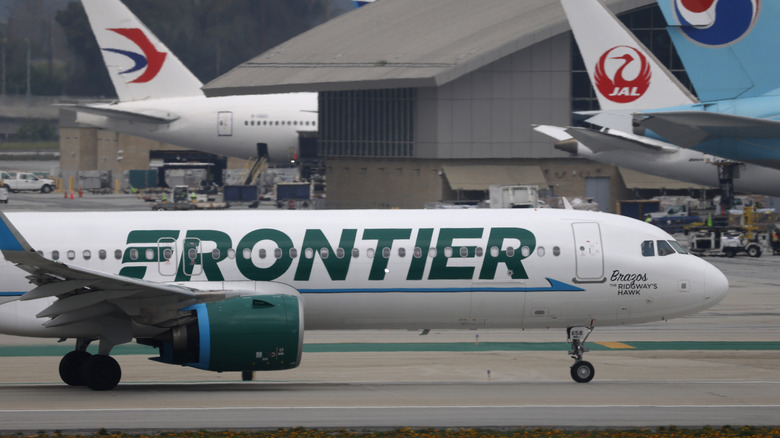 Frontier plane on tarmac at LAX