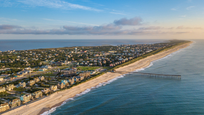 Aerial view of the ocean-framed Outer Banks