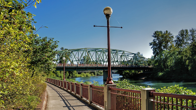 Walkway along the Ferry Street Bridge in Eugene, Oregon