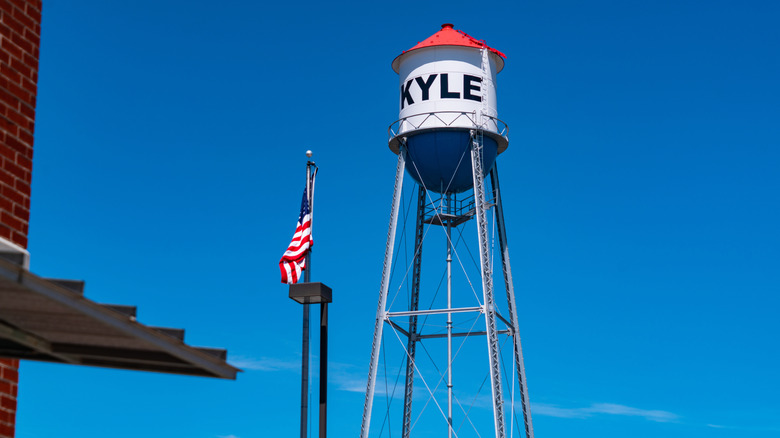 Landmark water tower in Kyle, Texas