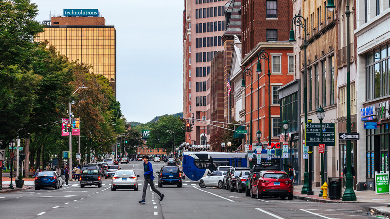 Street in downtown New Haven, Connecticut