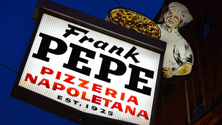 The sign at Frank Pepe Pizzeria Napoletana, New Haven, Connecticut