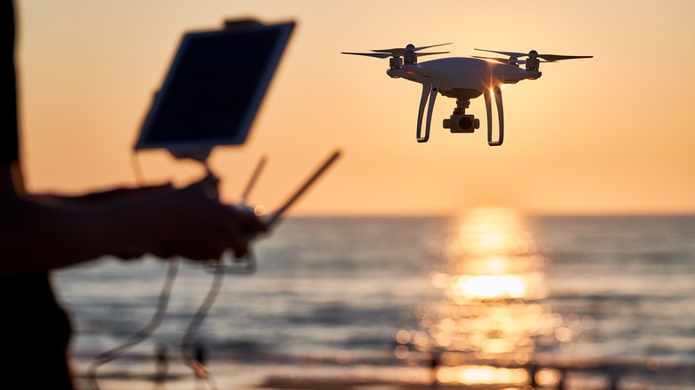 operating drone over ocean