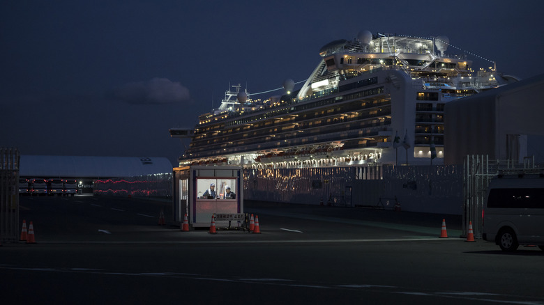 security booth outside princess cruise line