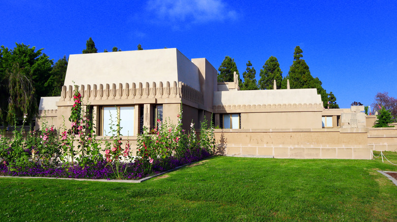 Exterior of the Hollyhock House at Barnsdall Art Park in East Hollywood