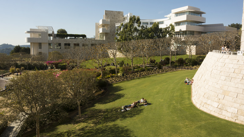 Visitors picnicking at the Getty Center, Los Angeles