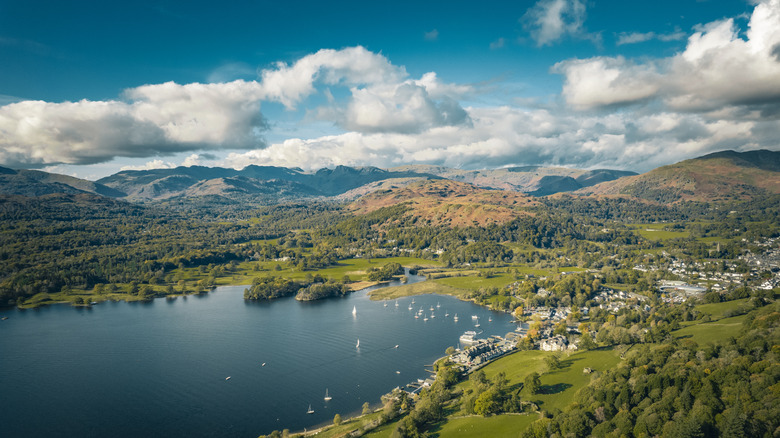 Aerial view of the Lake District in England