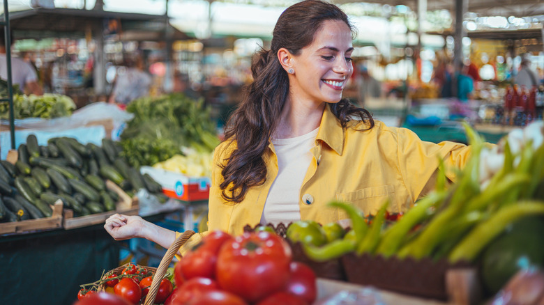 Woman shopping in an outdoor market