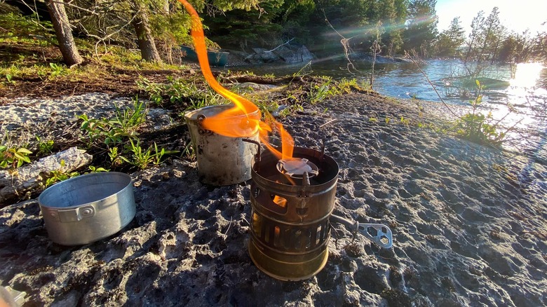 Svea 123 stove on the beach at Lake Huron