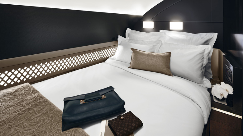 a view of the bedroom in Etihad's The Residence suite on the A380