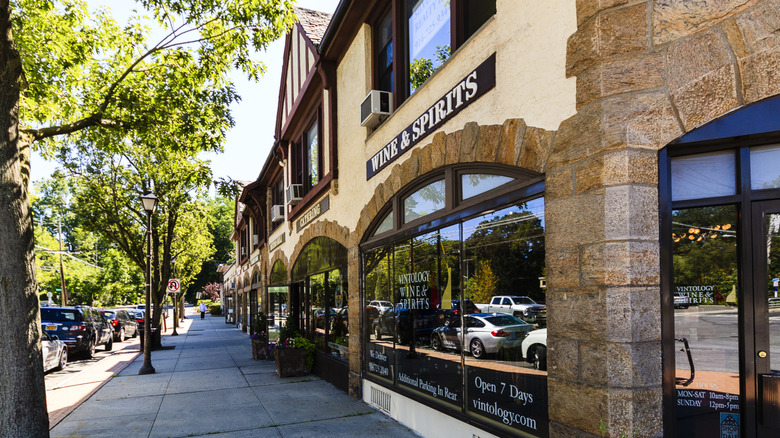 A shop situated inside a Tudor-style building