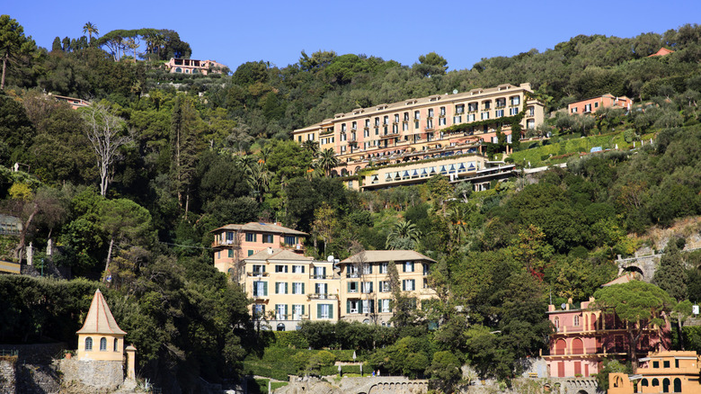 The Hotel Splendido on a green hillside in Portofino