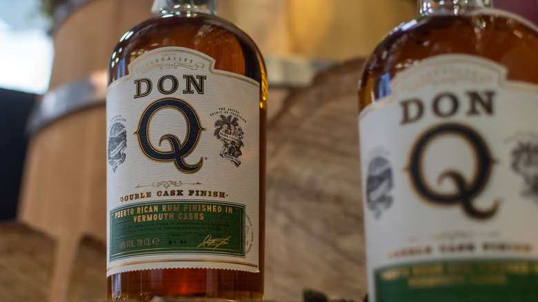 Close-up of bottles of Don Q rum