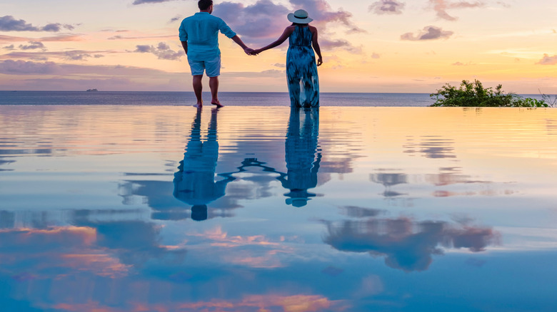 A Happy couple enjoying their Caribbean getaway