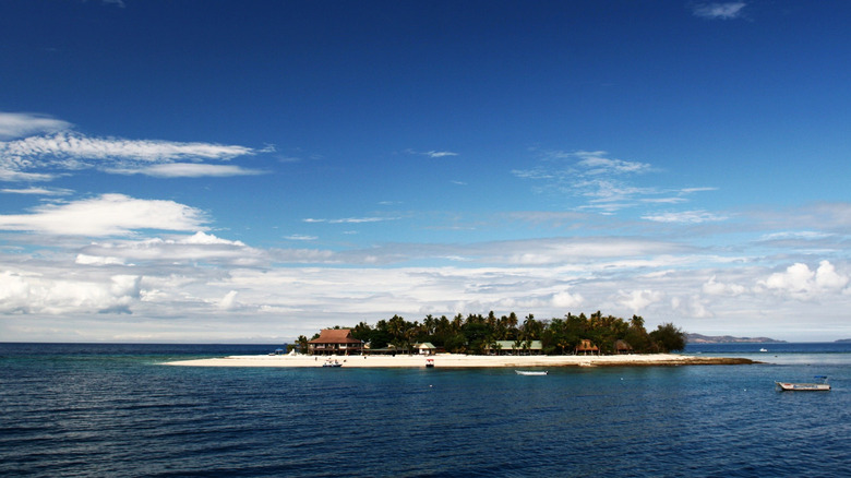 The island of Viti Levu in Fiji from a distance