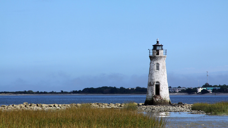 Lighthouse and blue sky, Cockspur Island, Georgia