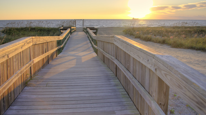 Boardwalk at sunset, Tybee Island, Georgia