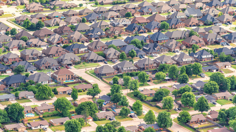 An aerial view of an Oklahoma housing development; over 200,000 homes are currently empty in the state.