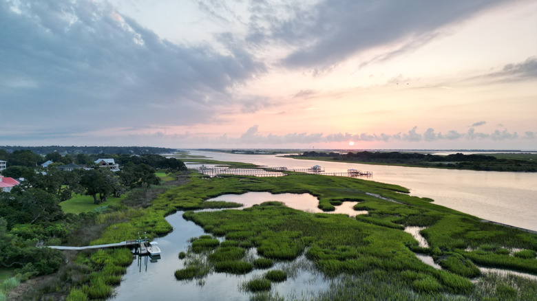 Aerial view of the Intracoastal Waterway near Hampstead