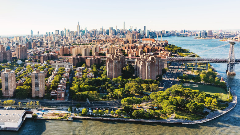 An aerial view of Williamsburg where Birria-Landia's Brooklyn's location is