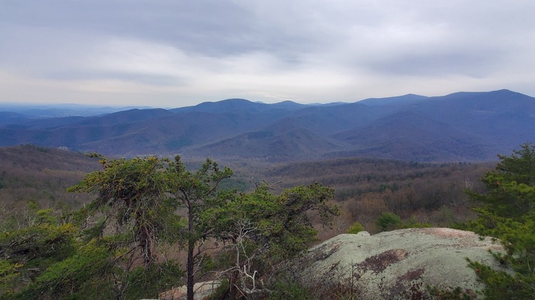 A view of the surrounding Blue Ridge Mountains from Oventop Mountain in Shenandoah National Park.