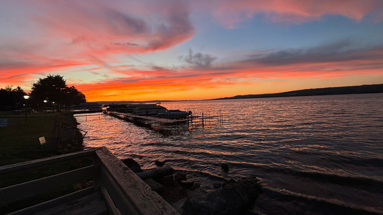 A stunning red sunset on Chautauqua Lake
