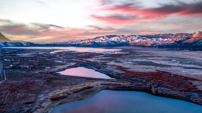 Sunset over Washoe Lake