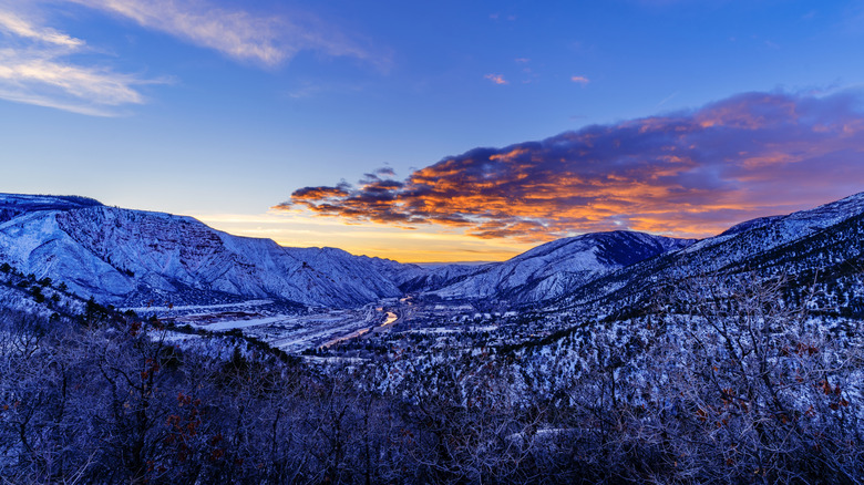 The mountains of Glenwood Springs, Colorado at dusk
