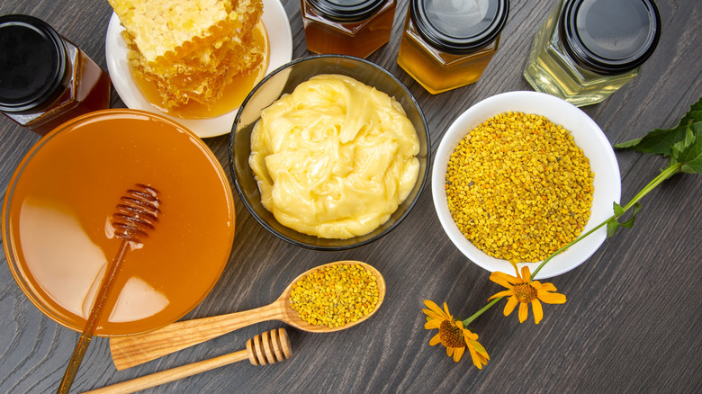 Bee products on a table