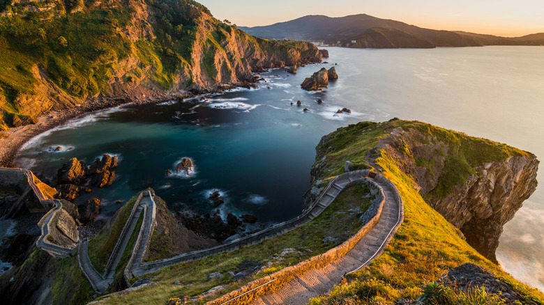 Cantabria coastal cliffs and stone staircases