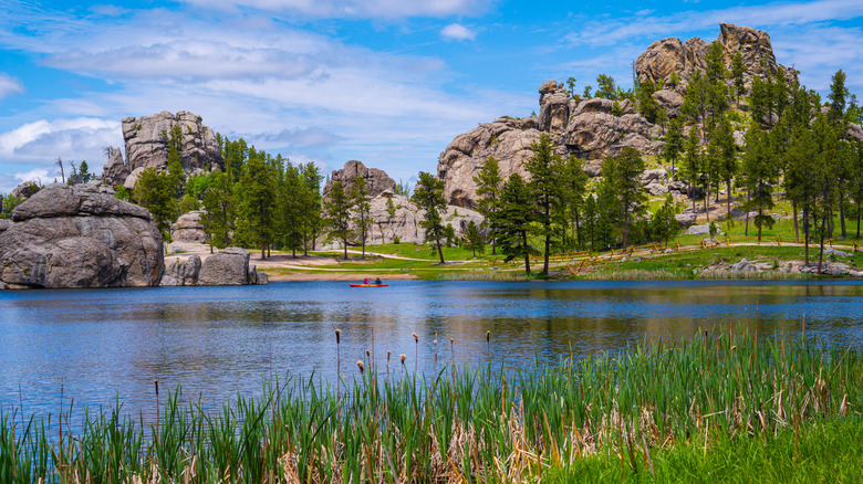 Sylvan Lake in Custer State Park South Dakota on sunny day