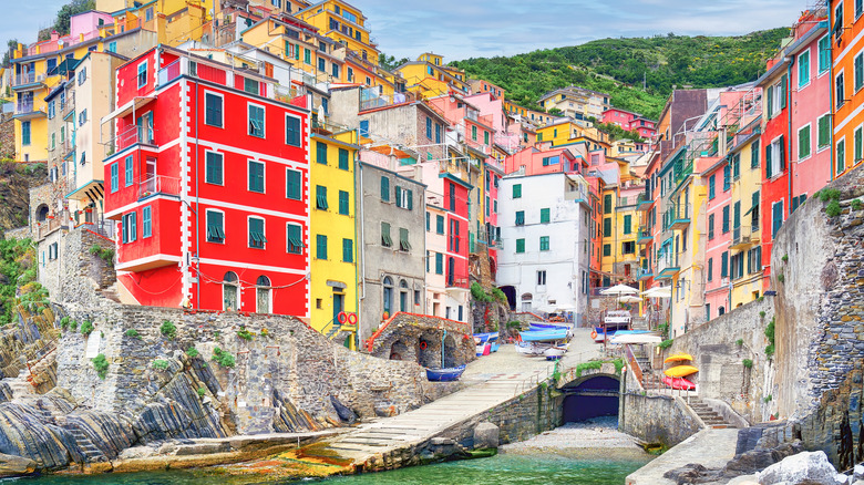 The colorful village of Riomaggiore in Italy