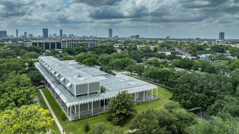 aerial view of The Menil Collection in Montrose outside of Houston Texas