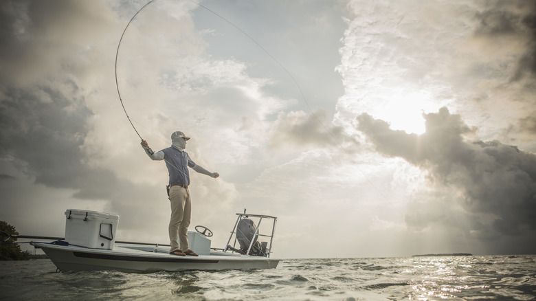 Fly fisherman on the flats near Islamorada, Florida