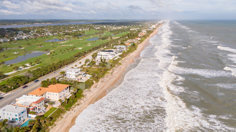 Ormond Beach coastline with homes lining waterfront