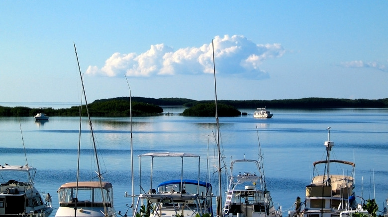 Fishing boats float off Islamorada in Florida Keys