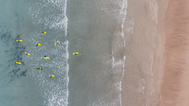 Surfers in the water in Newquay