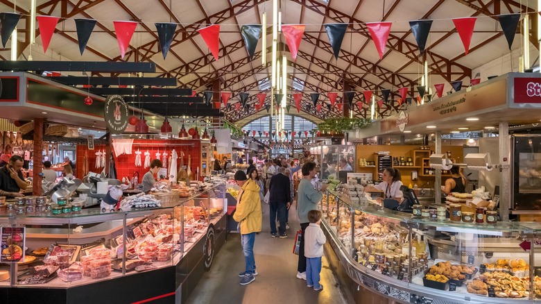 Inside a food market in Biarritz, France