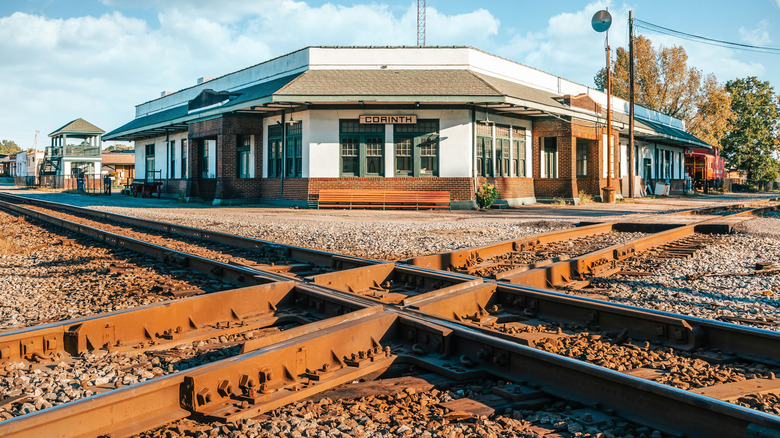 The famous crossroads railroad junction in Corinth, Mississippi