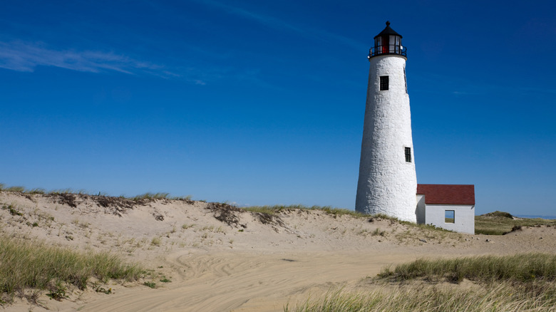 Great Point Lighthouse surrounded by sand