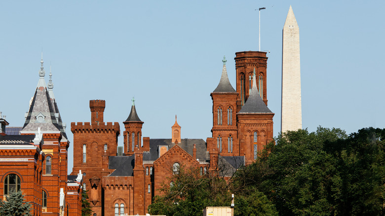 The Smithsonian Castle and the Washington Monument in Washington, D.C.