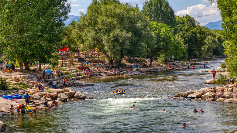 Tourists on Arkansas River in Salida Colorado
