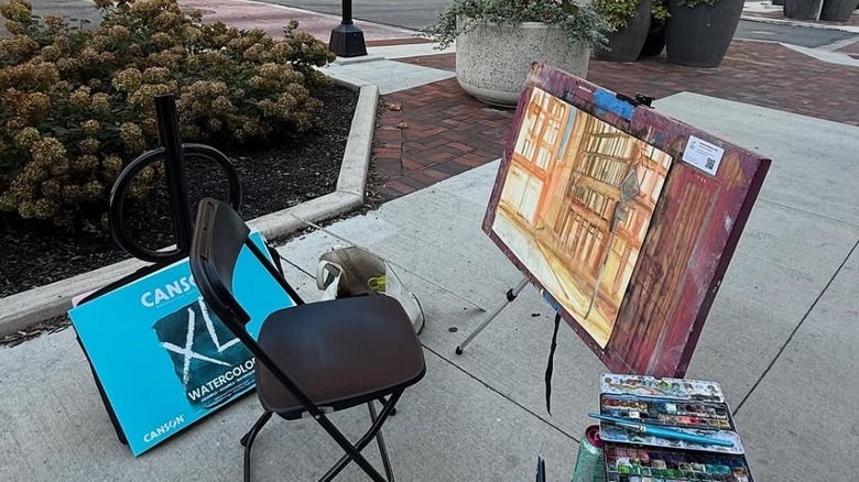 Artist painting in downtown Youngstown, Ohio