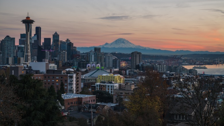 Winter sunset view of Seattle